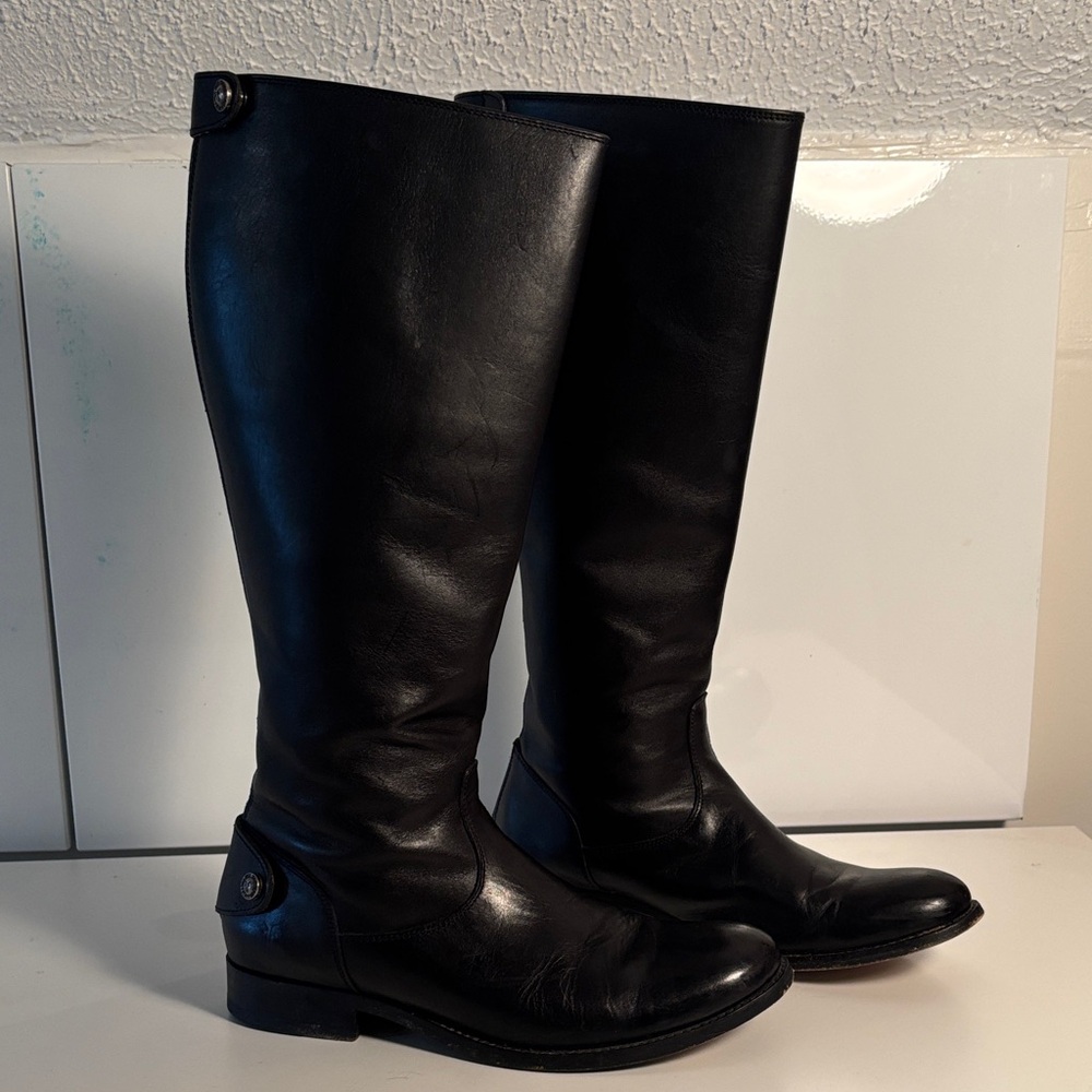 Frye Black Leather Knee-High Boots